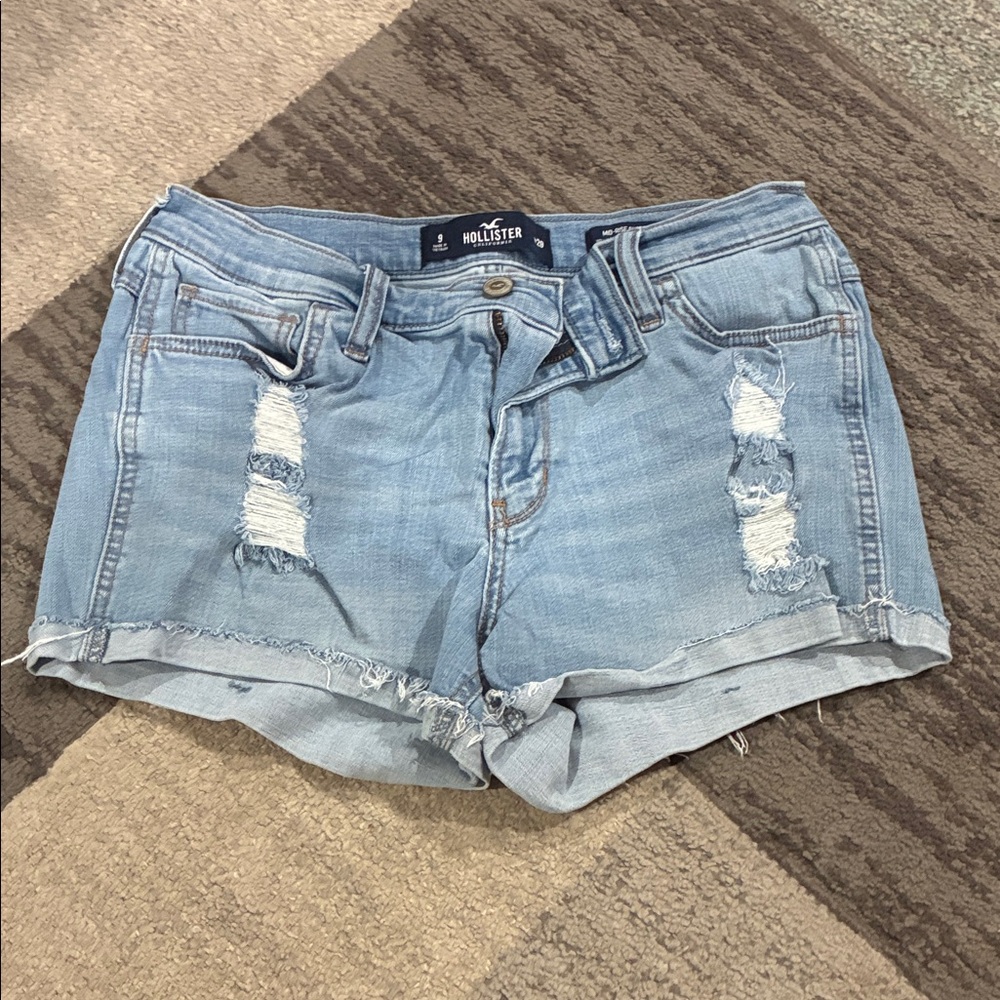 Hollister Light Wash Ripped Denim Shorts